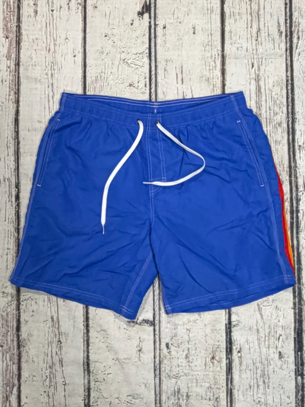 Sundek Mens Board Shorts Blue Rainbow Stripe Swim Men's Trunks